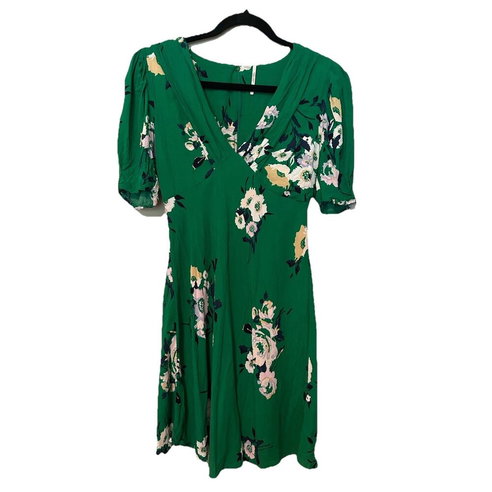 FREE PEOPLE Neon Garden Green Floral Mini Dress Size 2